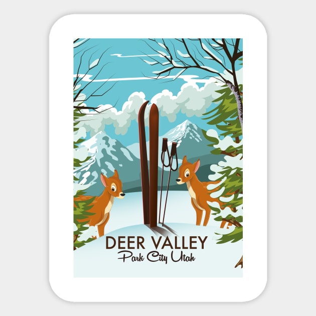 Deer Valley Park City Utah Travel poster Sticker by nickemporium1